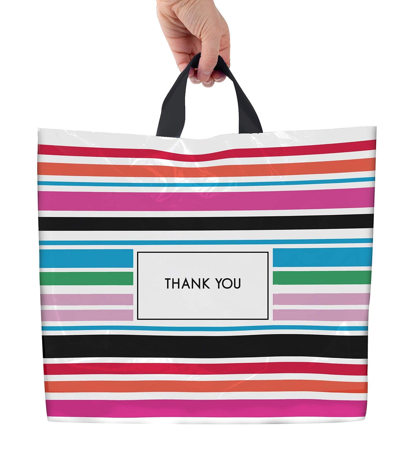 Purple Q Crafts Thank You Bags for Business Plastic Bags 50 Pack Shopping Bag for Boutique 18x18