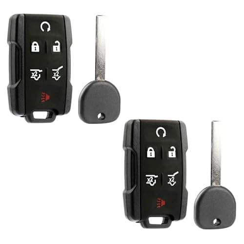 2X Car Keyless Entry 6-Button Remote Replacement with Aftermarket Key for 2015 2016 2017 2018 2019 2020 Chevrolet Tahoe Suburban GMC Yukon (M3N32337100 15913427)