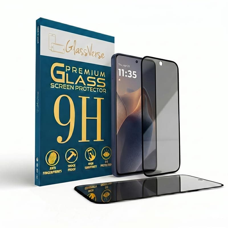 GlassVerse Ultra Privacy Tempered Glass For Motorola Edge 60 Stylus (PACK OF 1) with Free Installation Kit. Edge To Edge. (In-Screen FingerPrint Lock will not work with the Privacy Guard) - 6.7 inch