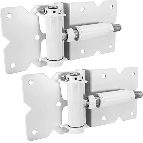 Self Closing Vinyl Gate Hinges - White - for Vinyl, PVC and Plastic Fencing: Vinyl Fence Gate Hinges w/Mounting Hardware