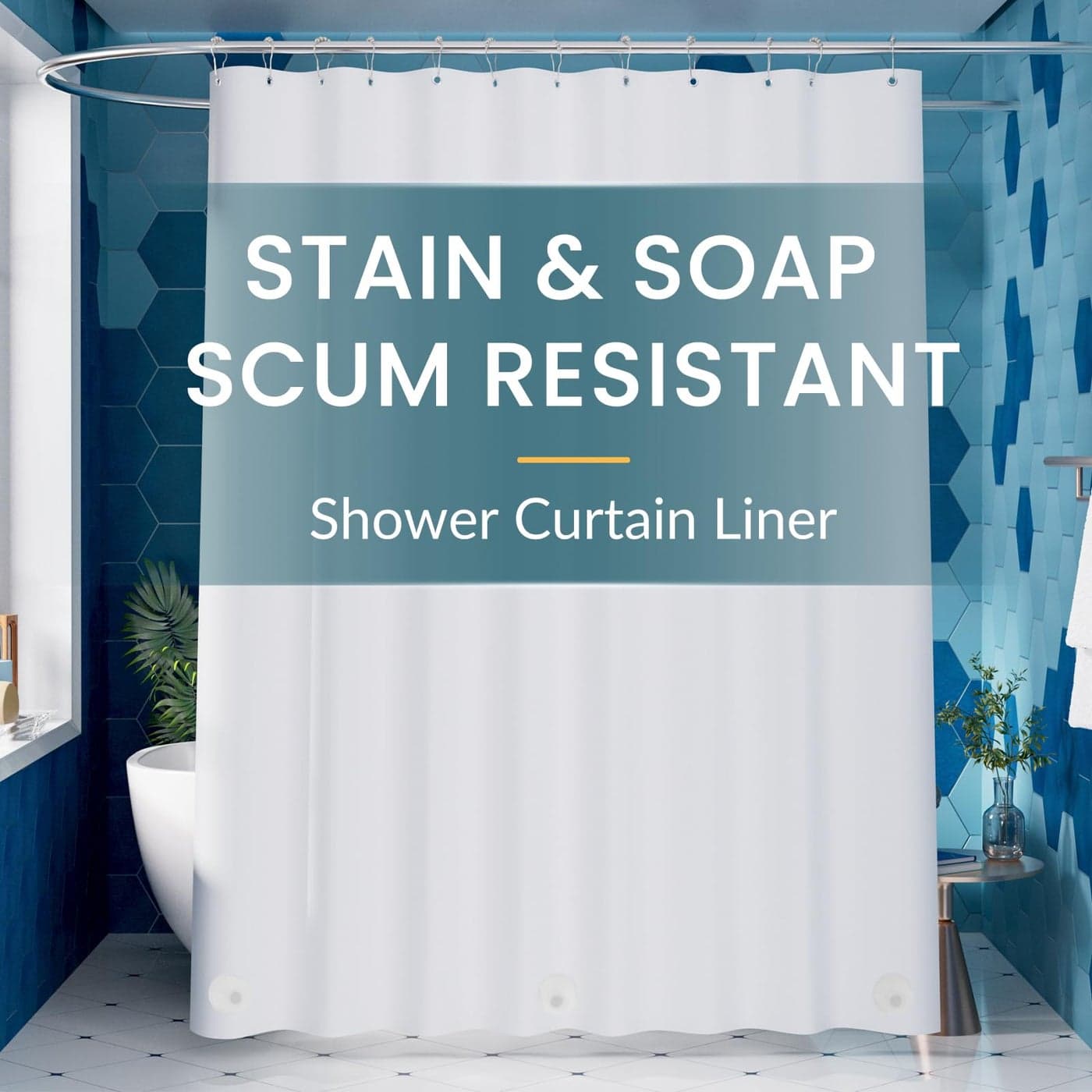 Titanker White Shower Curtain Liner 72 x 78 Long Plastic Shower Liner PEVA Shower Curtain with Liner for Bathroom Waterproof Lightweight Shower Liner with Magnets and Rustproof Metal Grommet Holes
