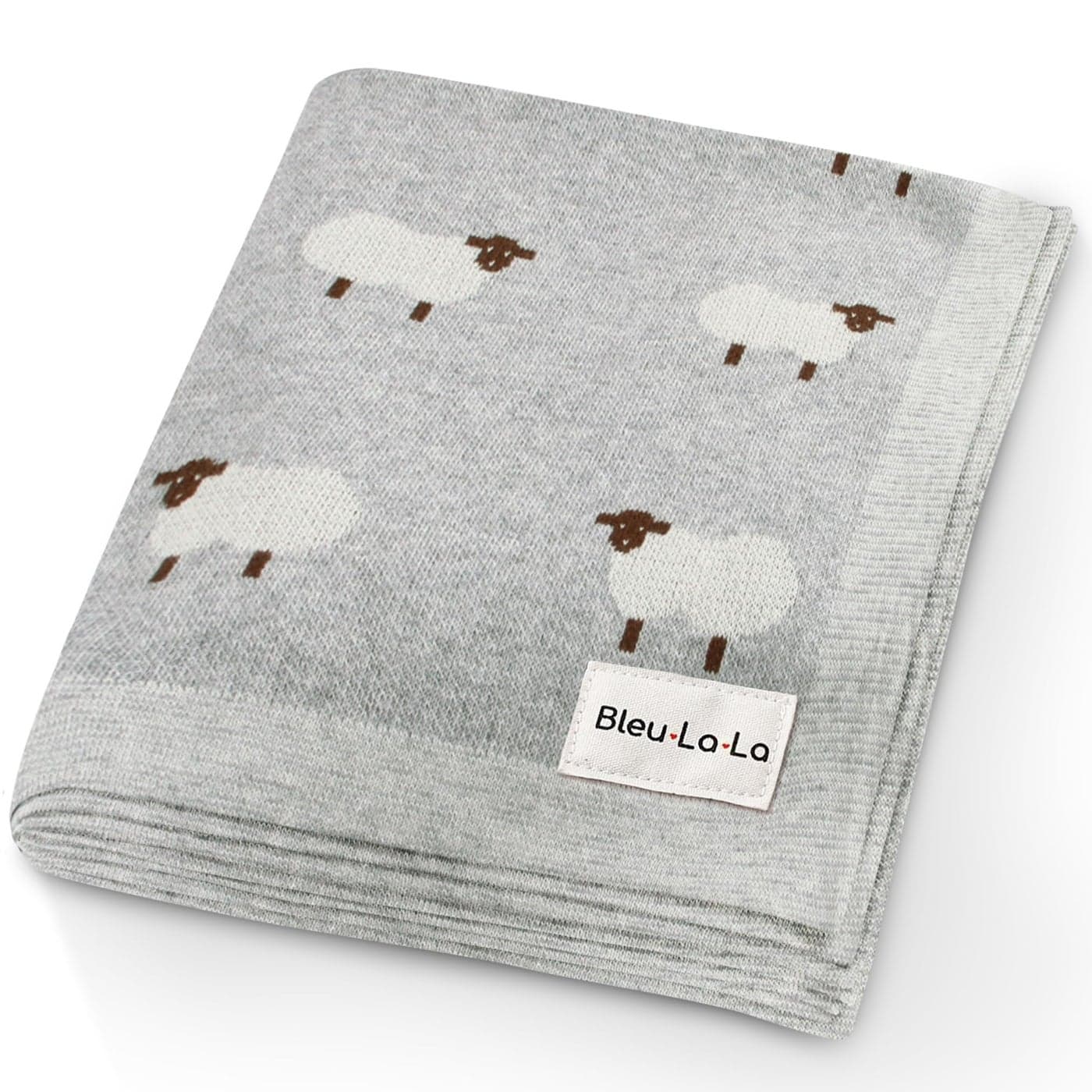 Bleu La La Knit Baby Swaddle Blanket 100 Cotton Soft Cozy Lightweight Unisex Receiving Swaddling Crib Stroller Quilt Blanket for Shower Gift Registry for Newborns Infants Toddlers Sheep Grey