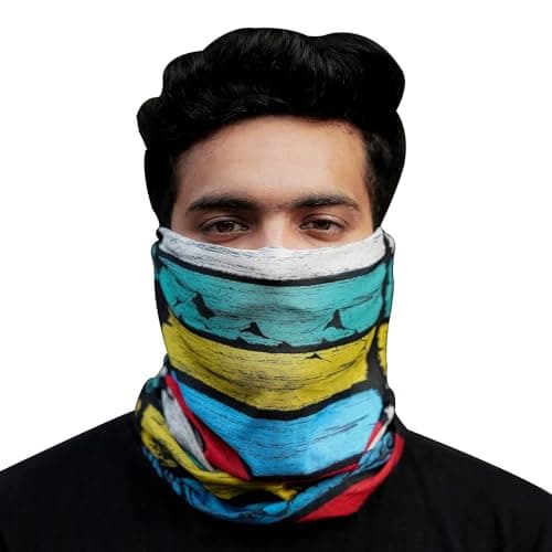 WANDERLOOMS Multicolor Unisex Bandana Mask for Men to Cover Face & Head | Printed Bandana for Men Hair