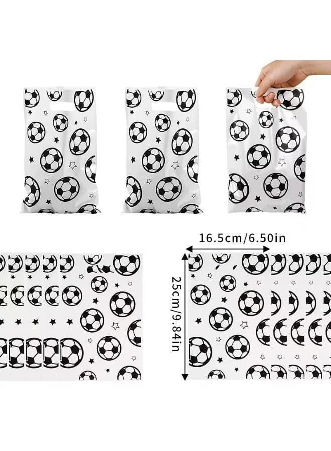 30pcs black and white football gift bag, plastic gift bag tote bag, simple design football sports theme gift bag, birthday gift bag, wedding gift bag, suitable for party decoration, birthday decoration, wedding decoration, gift wrapping supplies