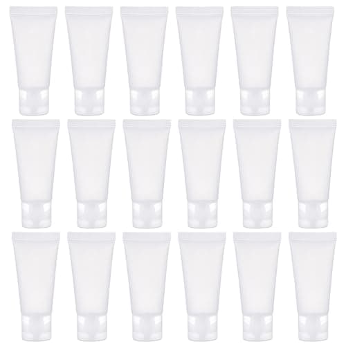 20Pcs 50ml/1.7oz Empty Refillable Clear Plastic Soft Tubes Cosmetic Sample Packing Storage Vial Container Bottle Jars Perfect For Facial Cleanser Lotion Shampoo Shower Gel