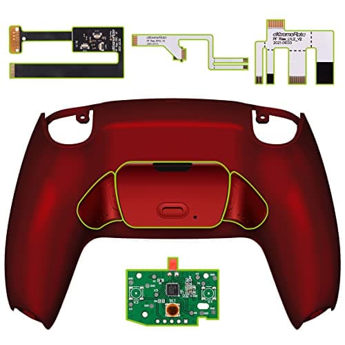 eXtremeRate Scarlet Red Back Paddles Programable Rise 20 Remap Kit for PS5 Controller BDM010 020 Upgrade Board Redesigned Back Shell Back Buttons Set for PS5 Controller Without Controller