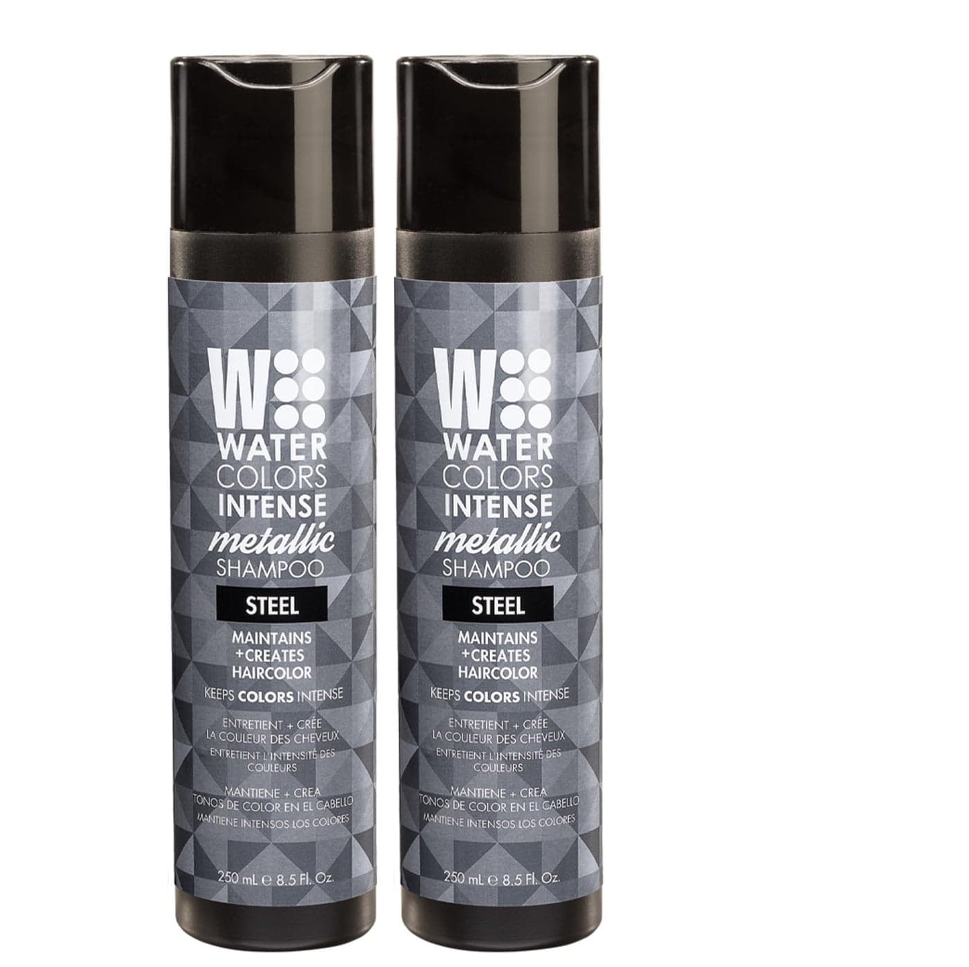 Watercolors INTENSE METALLIC Semi Permanet Color Depositing ShampooSulfate Paraben Free to Maintain Enhance Hair Color 8 fl oz STEEL 2 Count