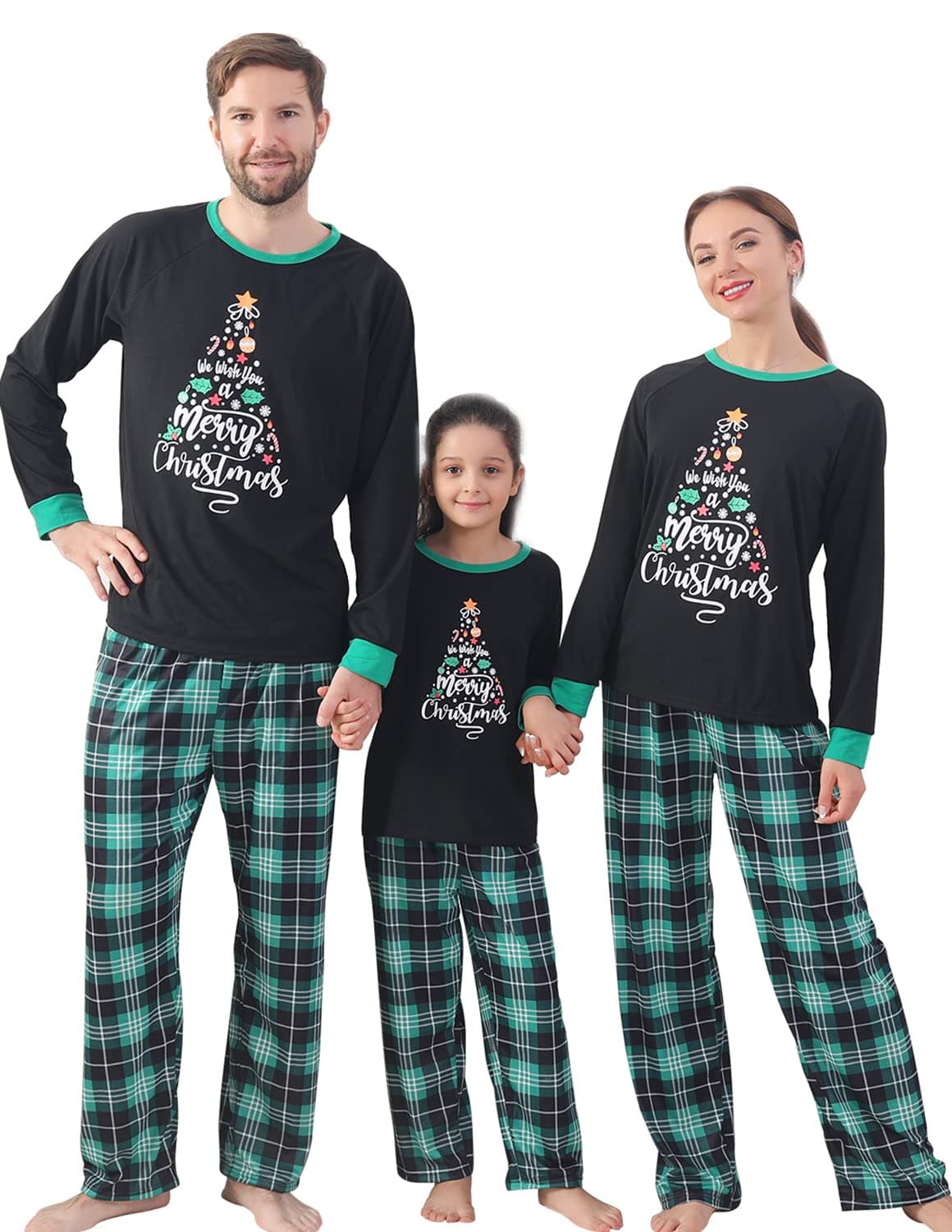 ANGELGGH Family Pajamas Matching Sets Cute Christmas Printed 2 Piece Sleepwear Holiday PJs Jammies for CouplesWomenMen Men XL Black Wish