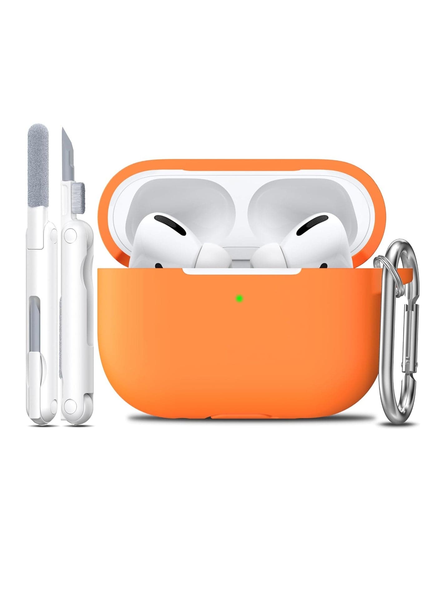 AirPods Pro 2nd/1st Generation Case with Cleaning kit,Full Protective Silicone Compatible with Apple AirPods Pro 2023/2022/2019 Charging Case,Front LED Visible,Orange