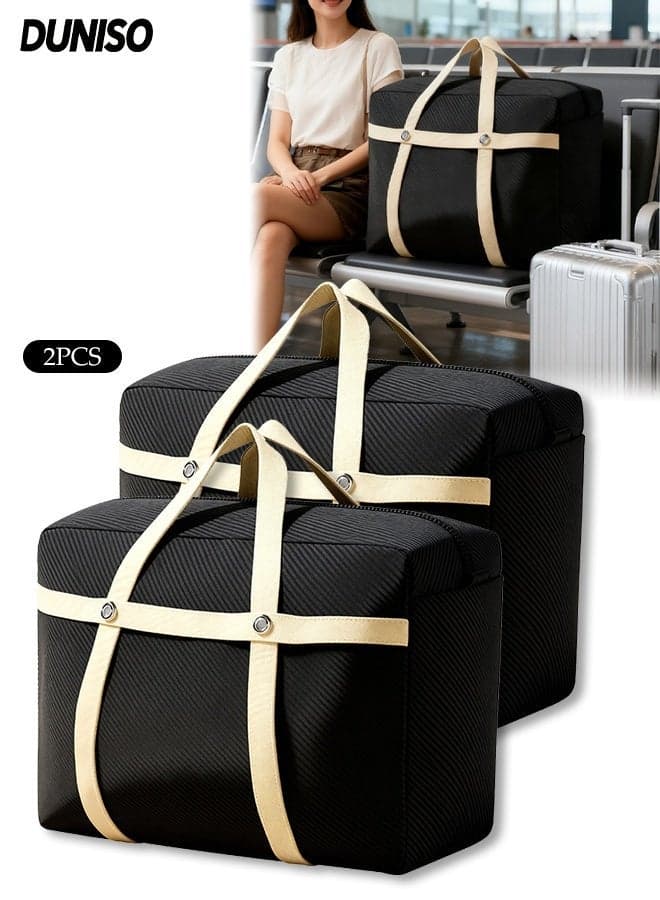2 Pcs Collapsible Moving Bags, Large Foldable Clothes Storage Bins, Fabric Zip Storage Box with Handle Zipper and Lids , Space Saving Clothes Storage Laundry Bag For Packing, House Essentials, Sustainable, Water-Resistant, 125L