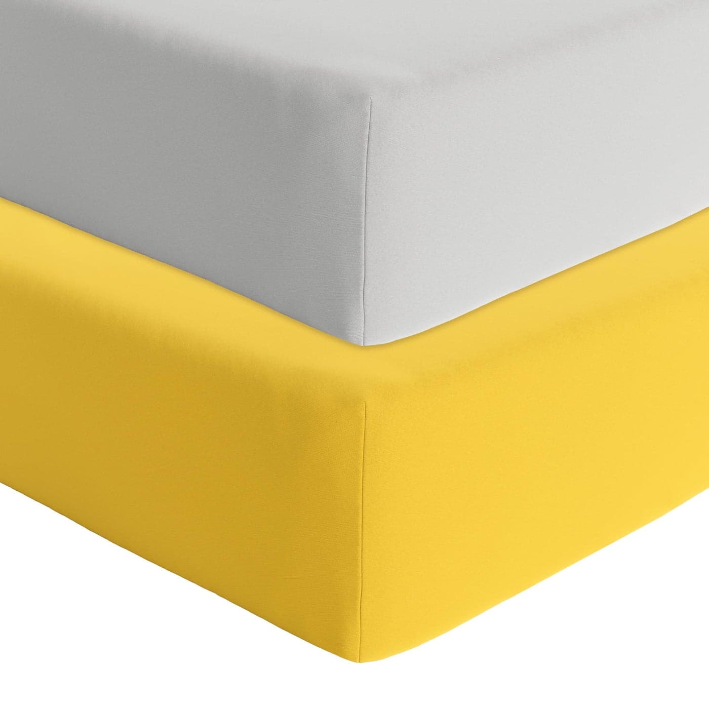 Featherhead 2Pack Fitted Crib Sheets 100 Cotton 52 x 28 x 9 for Standard Crib and Toddler Mattress Percale Grey Yellow