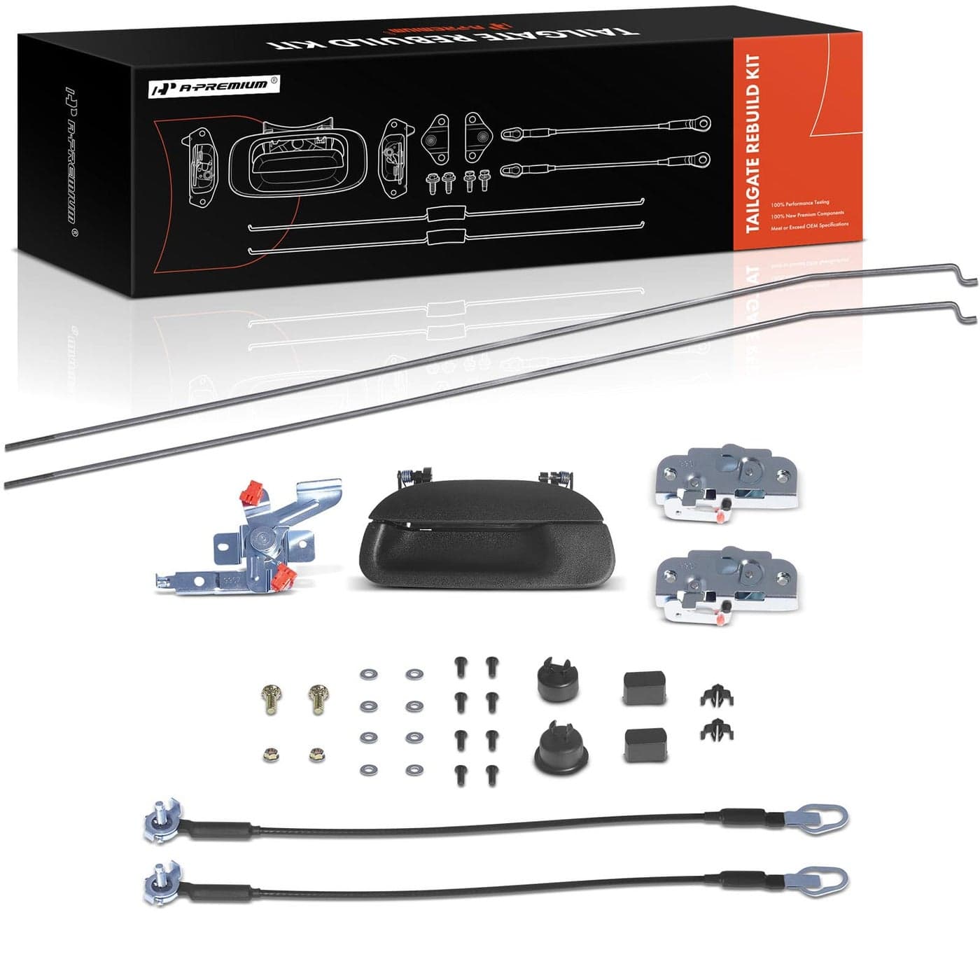 APremium 34PC Tailgate Rebuild Kit Compatible with Ford F150 19972003 F150 Heritage 2004 F250 F350 Super Duty 19992002 Handle Bezel Latch Cable Bushing Bracket Rods Bolts