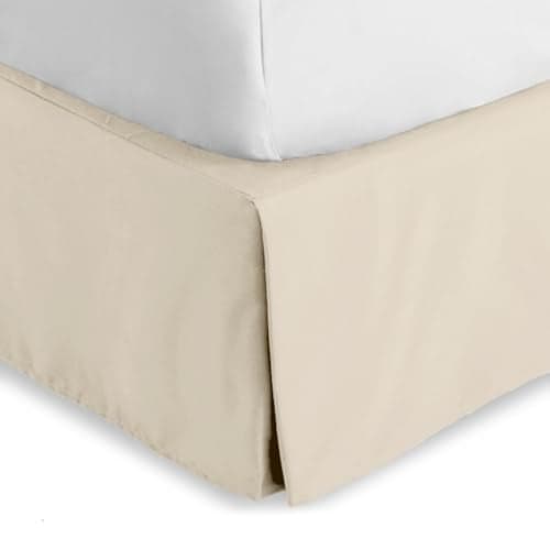 Bare Home Full Bed Skirt 15Inch Tailored Drop Easy Fit Bed Skirt for Beds Center Corner Pleats Full Sand