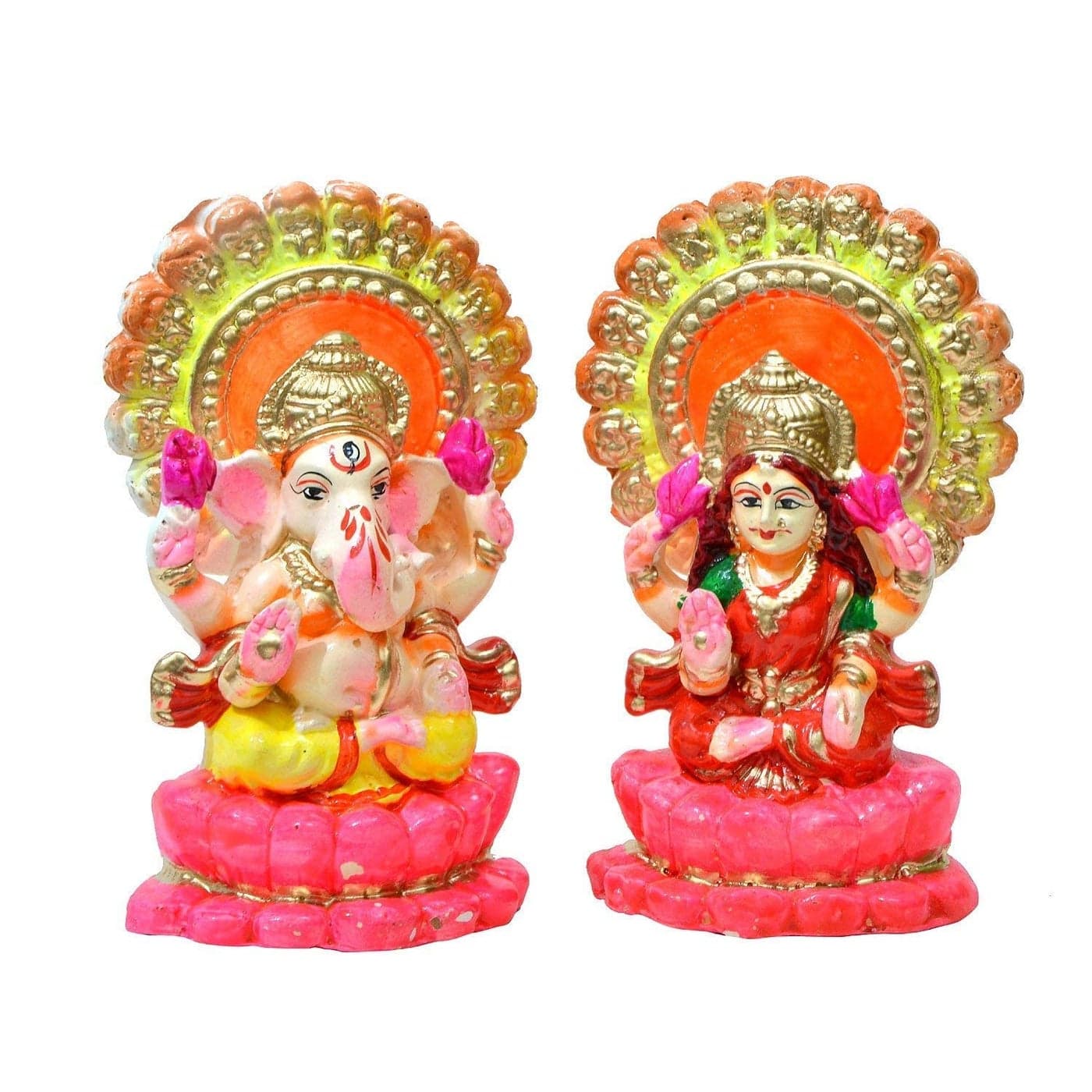 Yashvin Diwali Gift Items Idols Laxmi Ganesh Murti for Diwali Puja Lakshmi Ganapati Murti for Home Office Diwali Decoration Items Handmade Terracotta Clay Statue Pooja Idols HCK58