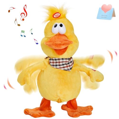 Houwsbaby 12 Electronic Squawking Duck ToyElectronic Quacking Musical Duck Stuffed AnimalInteractive Walking Singing Waving Duck Plush Toy Present for Kids Boys Girls Holiday Birthday