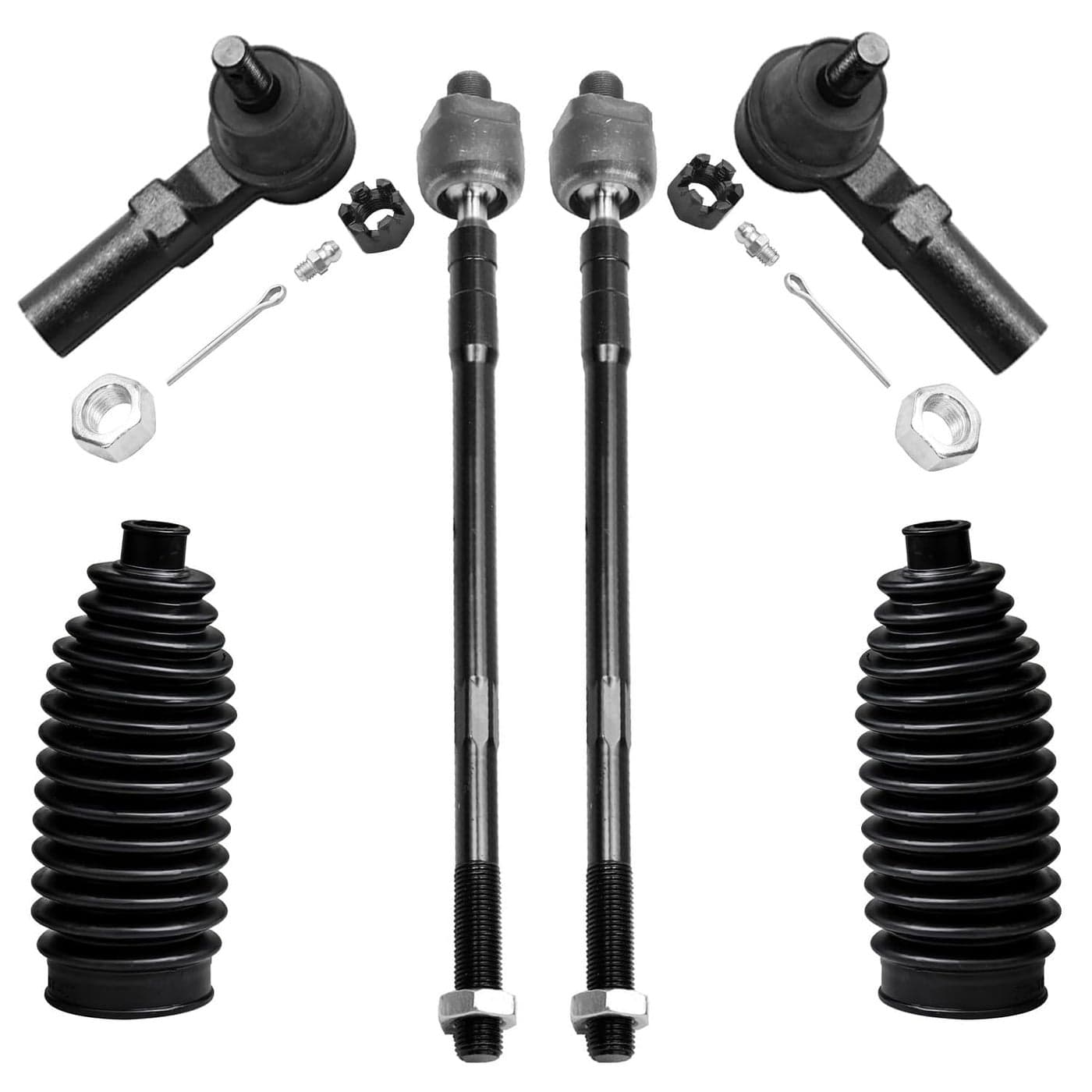 Detroit Axle Front 6pc Tie Rods Kit for 20022006 Nissan Altima 20042008 Maxima 4 Inner Outer Tie Rod End Links 2 Boots 2004 2005 2006 Replacement