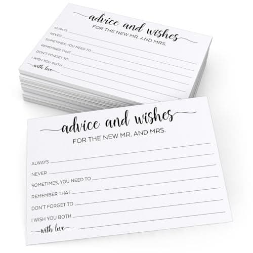 321Done Advice and Wishes for the Mr & Mrs, Made in USA - 4x6 White, Wedding Advice for Bride, Groom, Newlyweds, Bridal Shower, Thick Luxury Cardstock with Simple Script Minimalist Design - 50 Cards