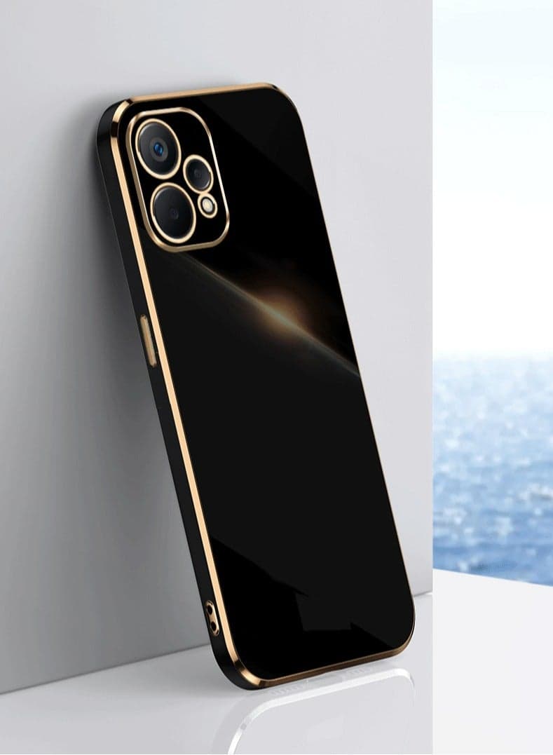Mobile Phone Case for realme 9 Pro+ 5G Black, Luxury Plating Soft Back Cover, Raised Full Camera Protection