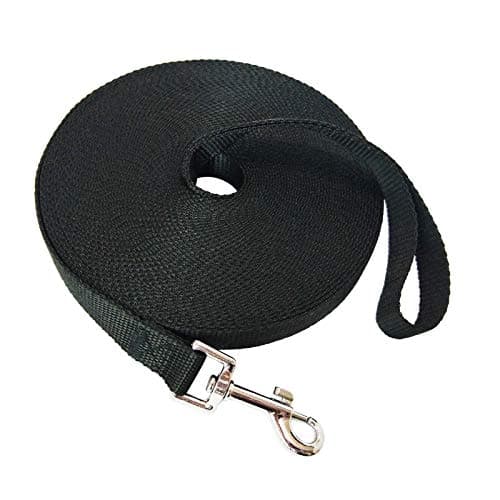 Nylon Training Dog Leash for Small Medium Large Dogs, 15ft 20ft 30ft 50ft Long Leash Dog/Puppy Lead for Obedience Recall Training, Camping (50ft, Black)