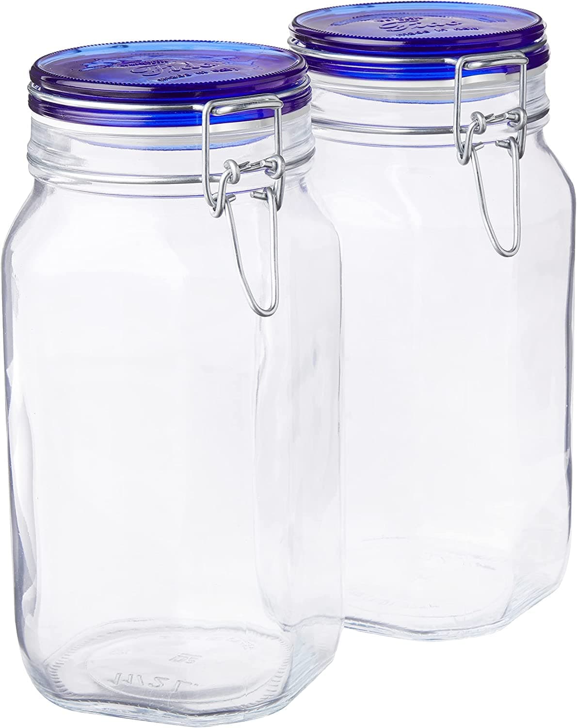 Bormioli Rocco Fido Collection 2 Pack 5075 Oz Food Storage Glass Jars Airtight Rubber Seal Glass Lid With Stainless Wire Clamp Made In Italy
