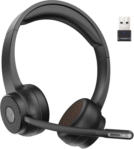 EKSA H16 Wireless Headset with AI Noise Cancelling Microphone, Bluetooth V5.2 Headphones with 2.4G USB Dongle & Mic Mute, 55Hours Playtime for Computer/Laptop/PC