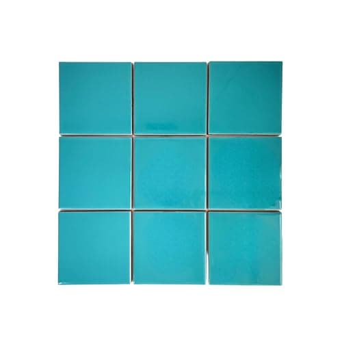 DYARI 4x4 Inch Solid Color Ceramic Wall Tiles – High Gloss Finish Square Tiles for Kitchen Backsplash, Bathroom & Shower – Vibrant Colors (Turquoise, 9 Tiles (1 Sq Ft))