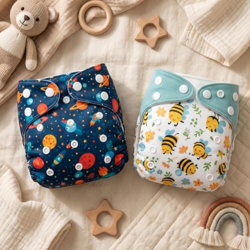 Blushbaby Premium Reusable Cloth Diapers for Babies | 3 Months–3 Years | 2 Washable Diapers with 2 Absorbent Insert Pads | Adjustable, Leakage Proof cloth diapers for babies | Freesize Diaper 5–18kg
