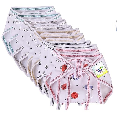 Toddylon Baby Products New Born Baby Clothes | Cloth Diapers | Langots | Nappies | Cotton | Reusable | Washable | Nappy (0-6 Months, Pack of 10)