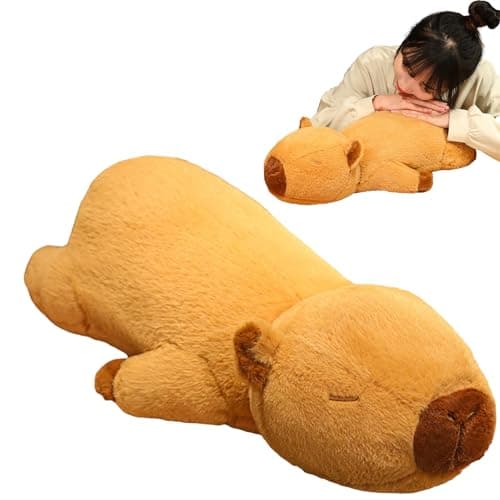 GOOC 24 Inch Fluffy Capybara Plush Pillow Stuffed Animal Capybara Hugging Pillow Soft Plushies Toy for Home Decor Gift for Kids or Lover in Birthday Valentine
