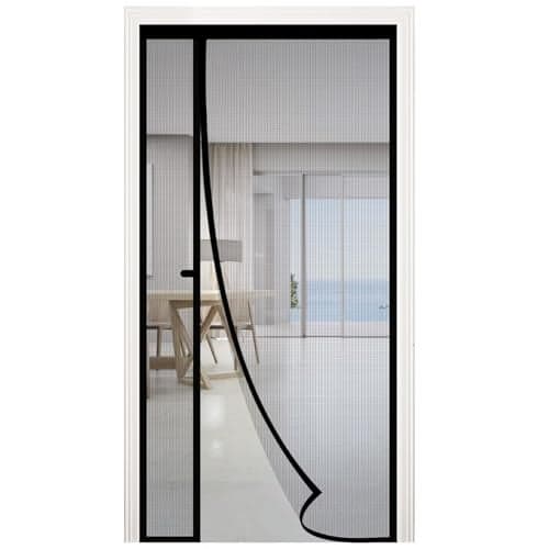 RELIANCER Fiberglass Magnetic Door Screen,Fit Doors Size 34"x82",Auto Close Screen Door Mesh w/Magnets,Left Right Side Opening,Patio Doorway Net Screens,Self-Closing Doors Cover,Doorway Curtain Mesh