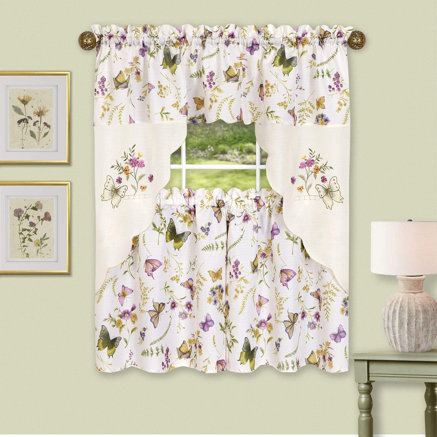 Achim Home Furnishings Enchanted Embellished Tier Swag Set 58x36