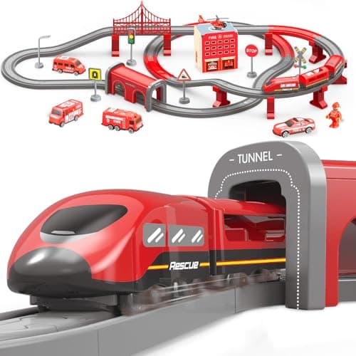 Wdmiya Train Set for Toddlers 92 Pcs Train Toys for Kids Ages 28 Electric Trains Sets with Tracks Magnetic Connection Battery Operated Trains Birthday Gift for 2 3 4 5 6 7 Years Old
