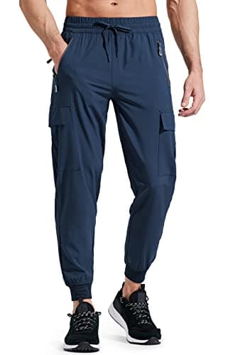 Libin Men's Lightweight Joggers Quick Dry Cargo Hiking Pants Track Running Workout Athletic Travel Golf Casual Outdoor, Navy S