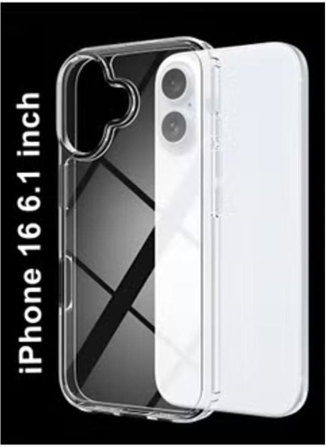Crystal Clear iPhone 16 Case – 6.1 Inch Transparent Slim Thin Shockproof Cover