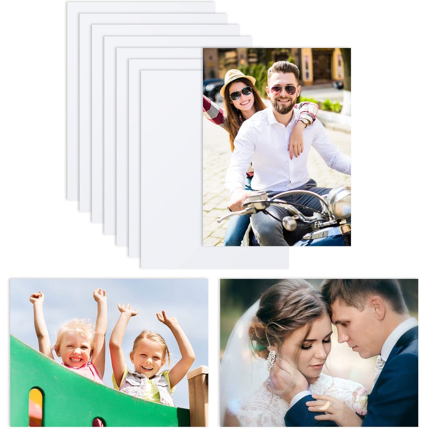 Hotop 8 Pieces Sublimation Aluminum Photo Sign Metal Blank Photo Board Sublimation Picture Panel Wall Art Aluminum Plate for Wedding DIY Printing Bedroom Living Room White8 x 10 Inch