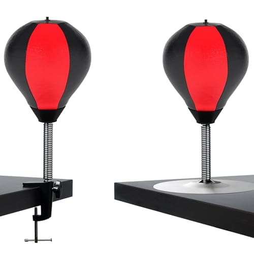 GLACIAL Stress Relief Desktop Punching Bag I Comes with Desk Clamp and Extra Strong Suction Cup I Black and Red