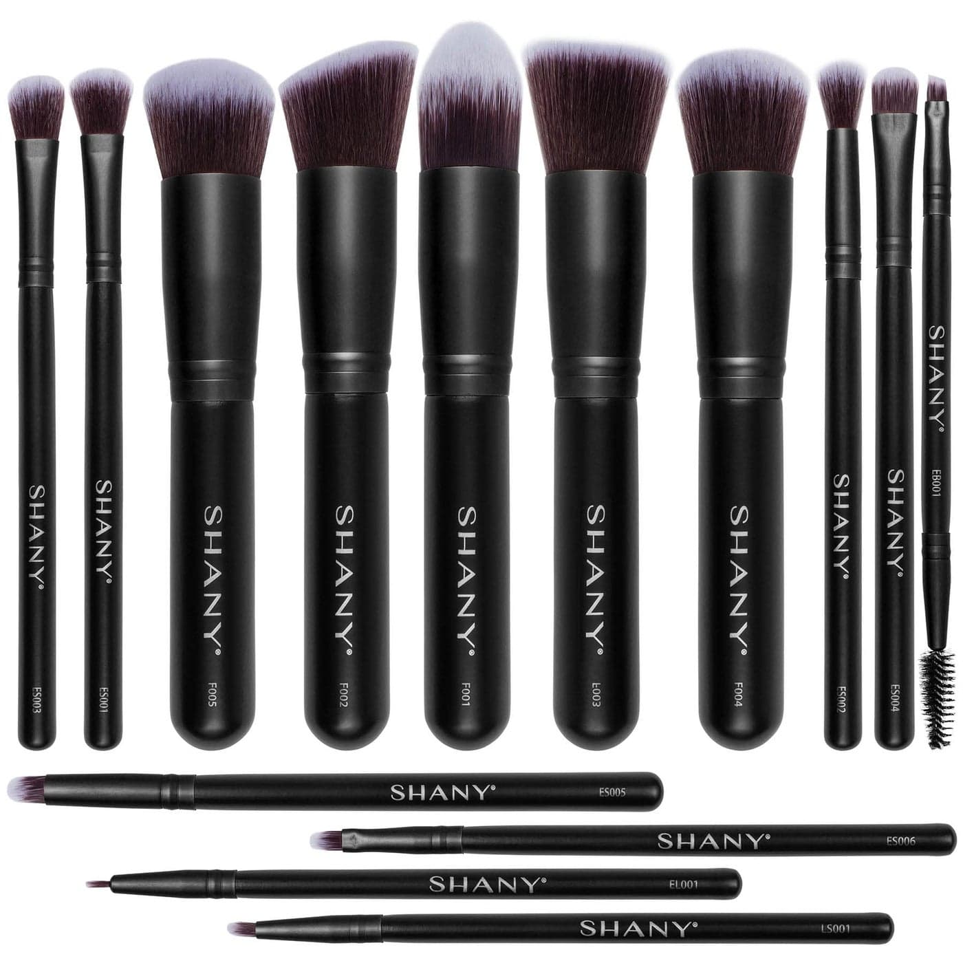 SHANY Makeup Brushes Black Bombshell 14Piece Brush Set Foundation Powder Concealers Eye Shadows Makeup brushes Complete Kabuki Makeup Brush Set in Black 14 PCS