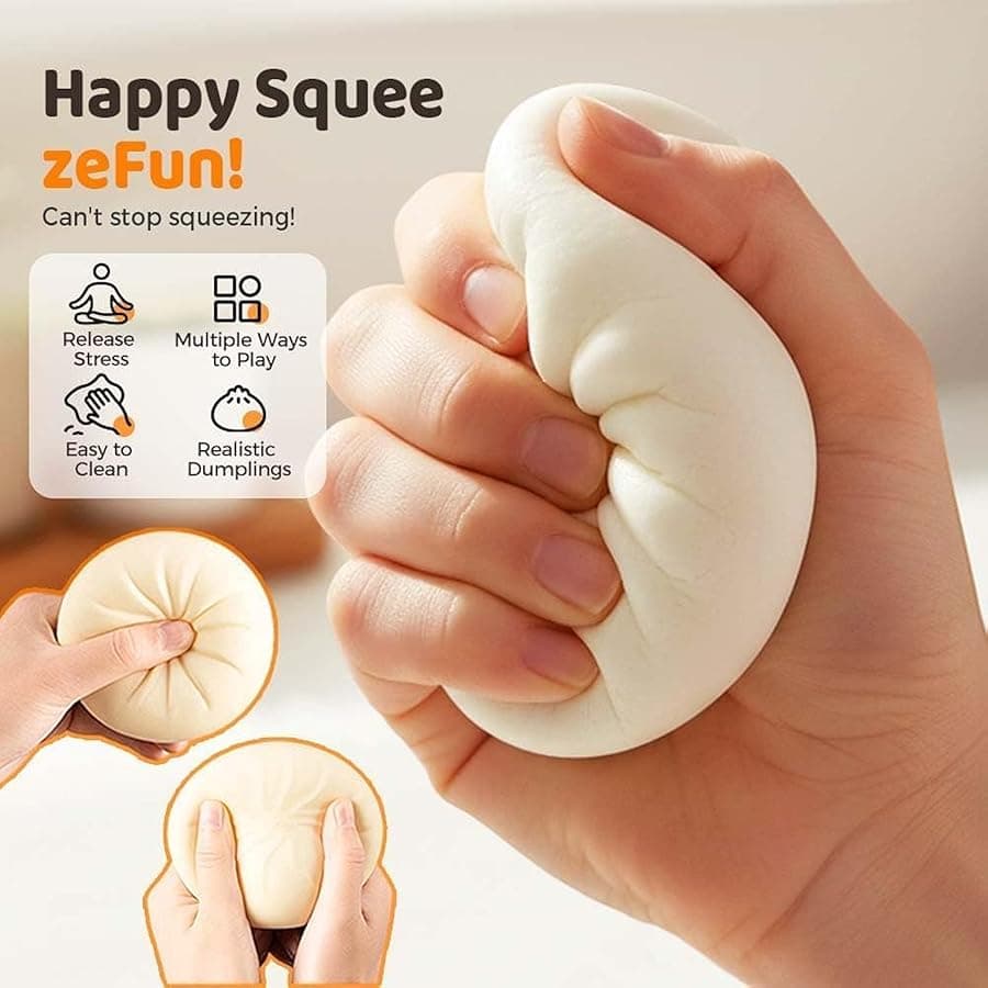 Dumpling Squishies Stress Ball, 2026 New Dumplings Stress Balls Fidget Sensory Balls, Upgraded Fidget Ball for Office Home, Relaxation Gift (White)