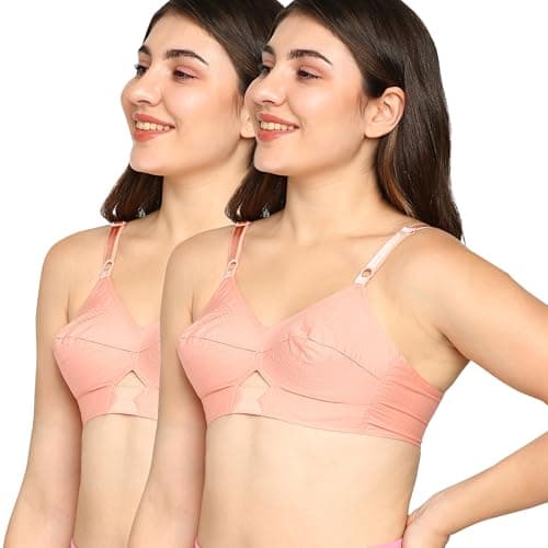 BLOSSOM Priyasajini Women's Full Coverage Woven Cotton Single Layer Round Stitch Non Padded Wirefree Conical Cup Everyday Bra