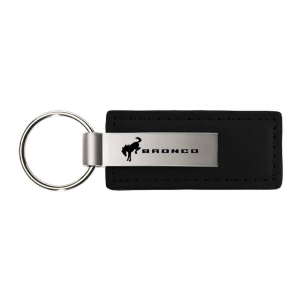 AuTOMOTIVE GOLD Compatible Keychain and Keyring for Ford Bronco 2020 Premium Black Leather Small