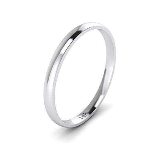LANDA JEWEL Unisex 14k White Gold 2mm Light Court Shape Comfort Fit Polished Wedding Ring Plain Band (3.5)