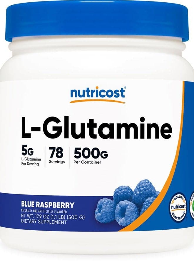L-Glutamine Powder - Gluten Free & Non-GMO (500 g, Blue Raspberry)
