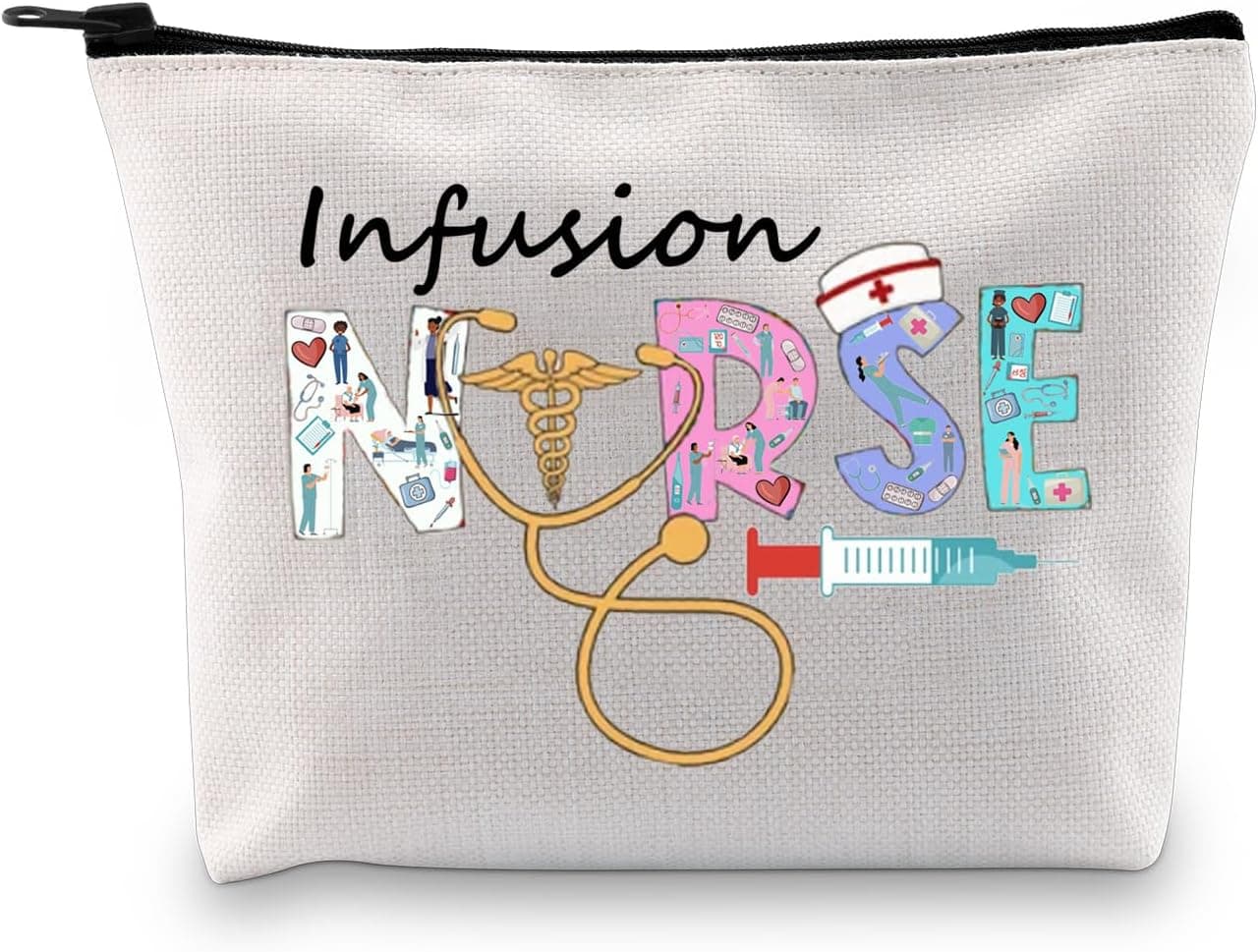 XYANFA Infusion Nurse Makeup Bag Infusion Nurse Gift Infusion Therapy Nurse IV Nurse Gift Chemo Nurse RN Nurse Apprecition Zipper Pouch (INFUSION NURSE)