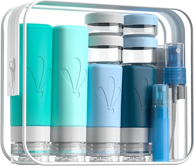 INSFIT Silicone Travel Bottles Set 17 Pack Travel Size Toiletries Leakproof Travel Bottles for Toiletries Travel Accessories for Women Airplane Travel Essentials Travel Containers for Toiletries