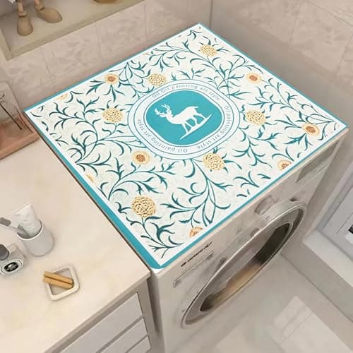 Homecloud Non-Slip Washing Machine Mat – Durable Waterproof Protective Cover for Washer & Dryer, Dust-Resistant Mat Ideal for Laundry Room & Kitchen Appliances | 60x60 cm (Dark Green)