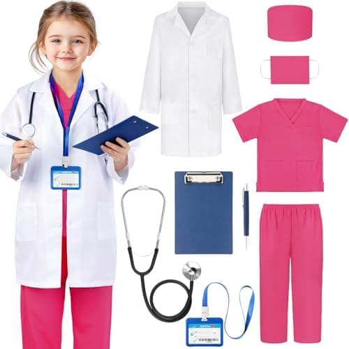 Joycover Doctor Costume for Kids Kids Scrubs Halloween Costumes For Girls Boys Doctor Dress up Play Kit