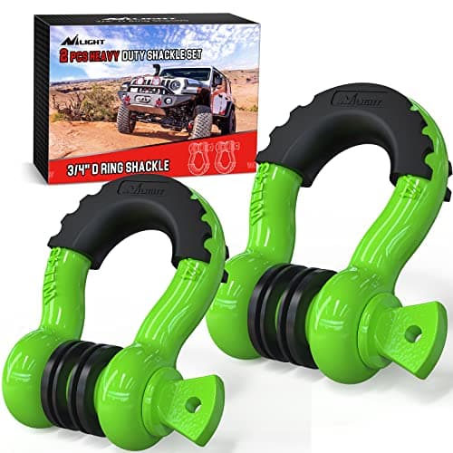 Nilight 2 Pack 34 DRing Shackle with 78 Screw Pin 41887lbs Break Strength Heavy Duty Off Road Recovery with Isolators Washers for Use with Tow Strap Winch OffRoad Jeep Truck Vehicle