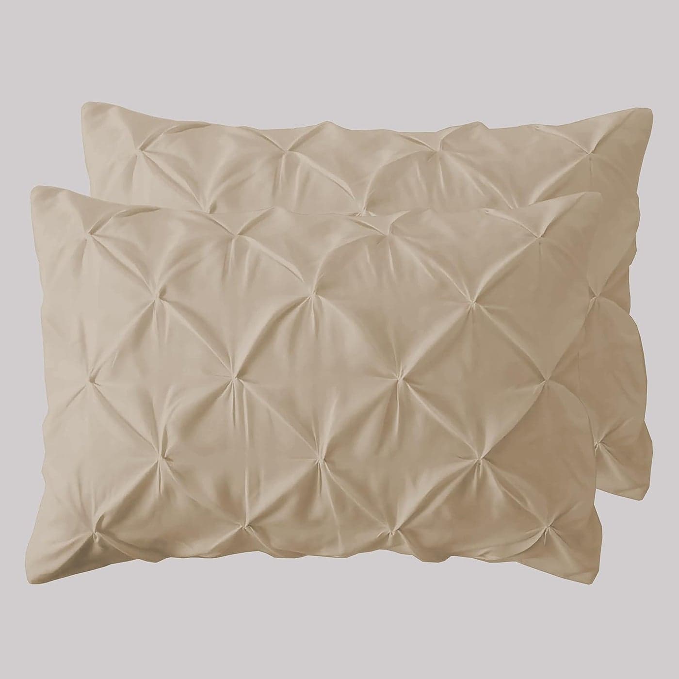 Meckhome Culture Soft and Cozy Microfiber Decorative Pillow Cover Well Designed Pinch Pleated Pattern 18x28 Inches Set of 2 Beige
