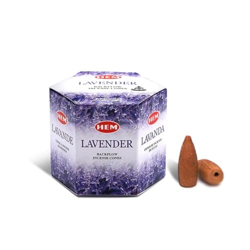 HEM Lavender Backflow Incense Cones – Pack of 40 Brown Cones | Long-Lasting Floral Aroma for Positivity, Relaxation & Sleep | Wood Powder Aromatherapy for Stress Relief & Air Purification