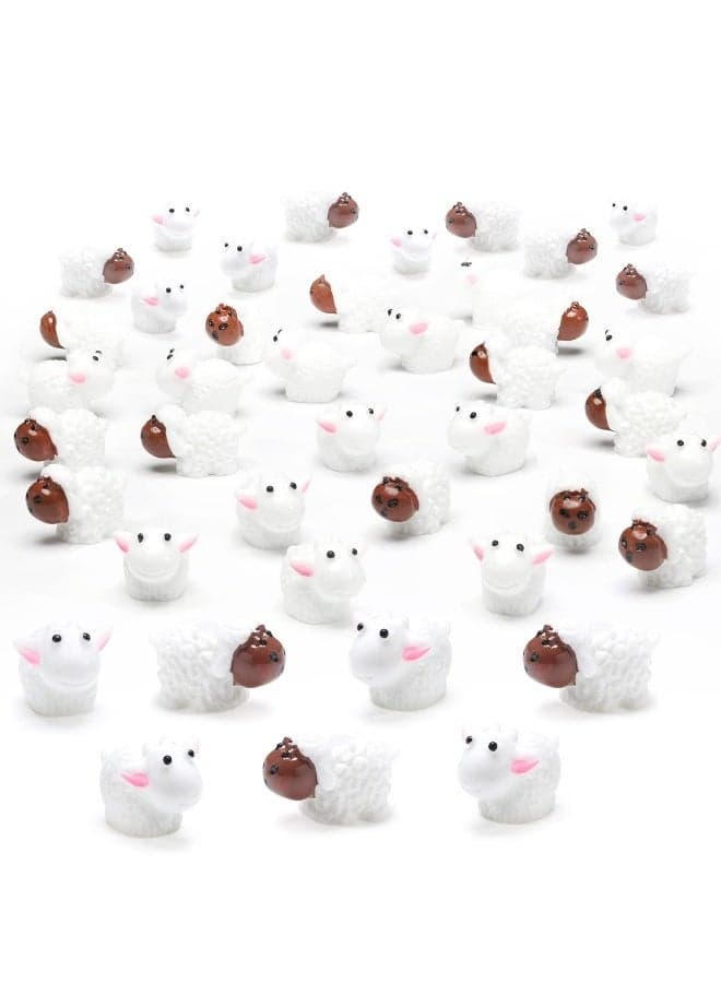 120 Pcs Resin Cute Sheeps Miniature Figurines Sheeps Cake Topper Fairy Garden Miniature Moss Landscape DIY Terrarium Crafts Ornament Accessories for Home Décor